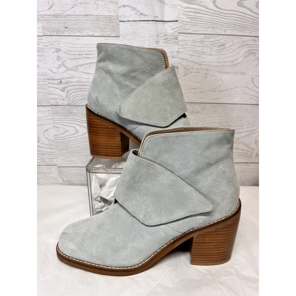 Shellys London‎ womans Blue Suede Block Heeled Close Toe Pumps US 7.5 NEW